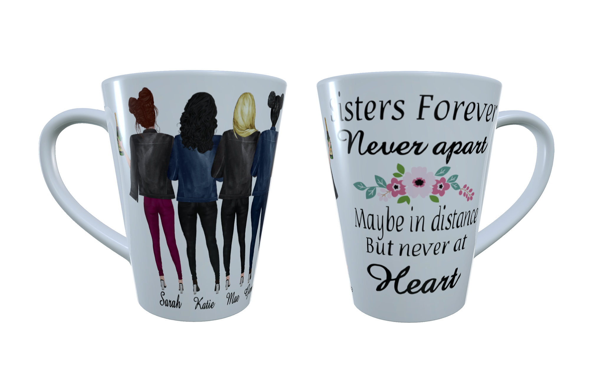 5 Sisters Forever Latte Mug, Custom Sisters Mug, Latte Mug